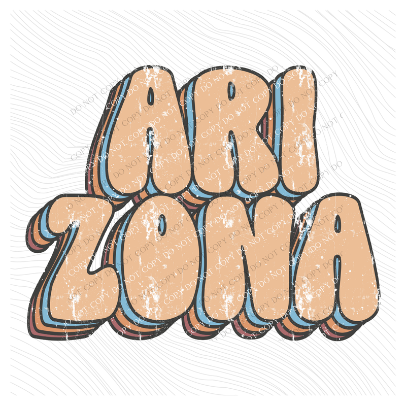 Arizona Groovy Stacked Distressed in Boho Neutrals Digital Design, PNG