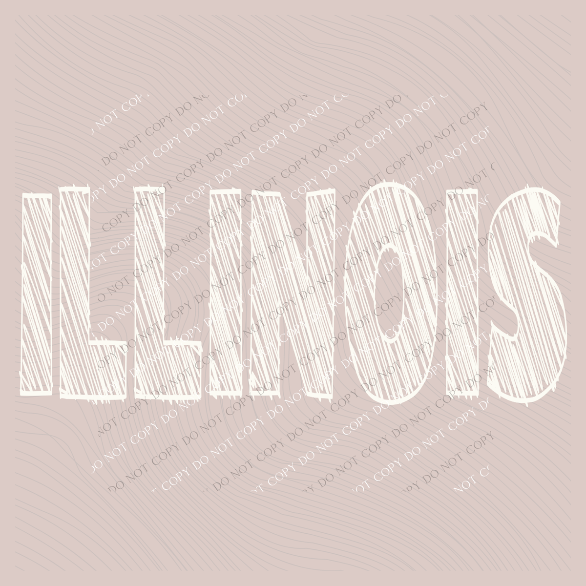 Illinois Scribble in Cream White Digital Design, PNG