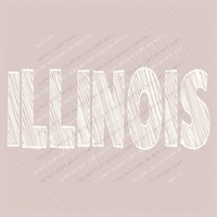 Illinois Scribble in Cream White Digital Design, PNG