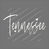 Tennessee Sketched Script Hearts in Off-white Digital Design, PNG