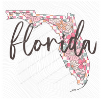 Florida Checkered Floral in Summery Colors Digital Design, PNG