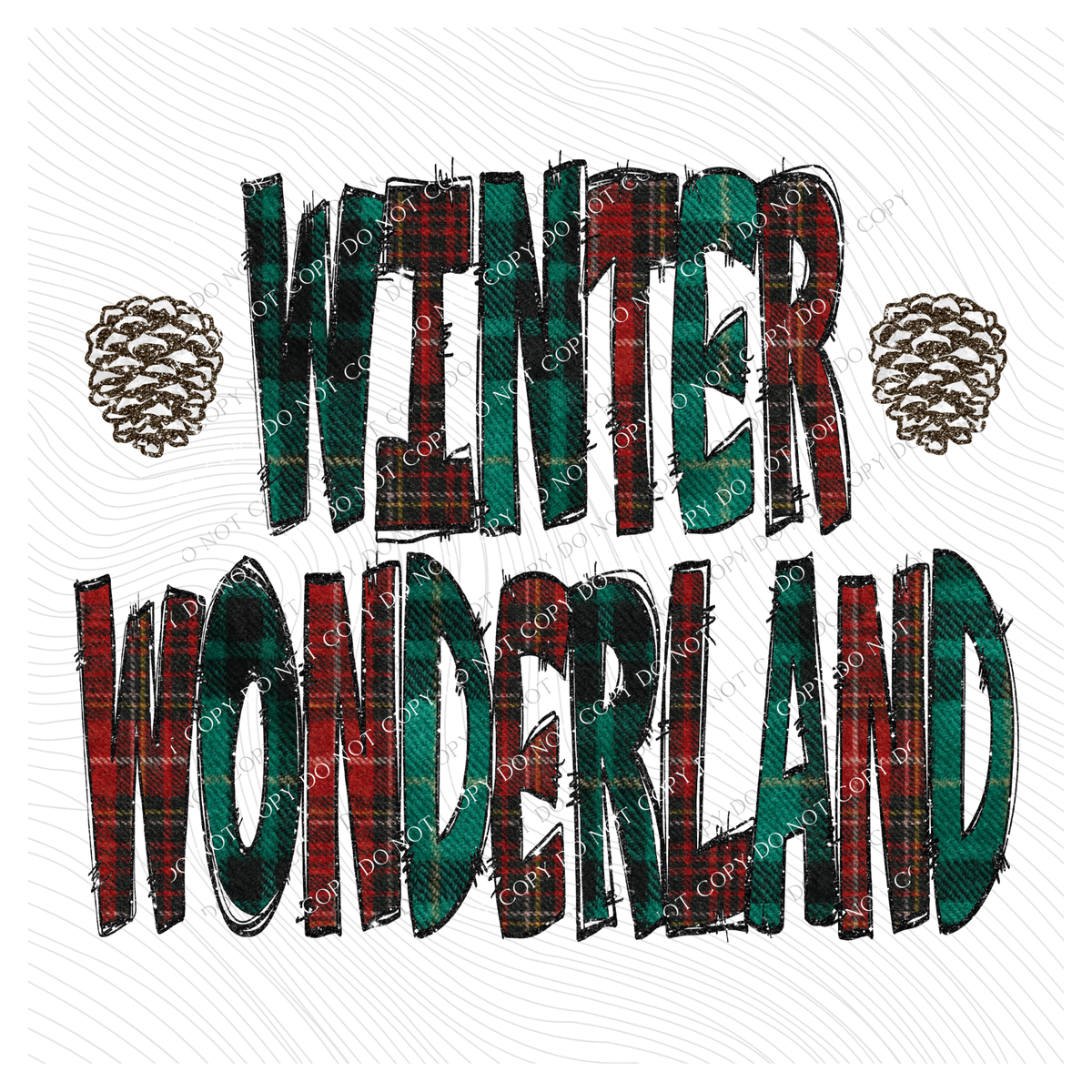 Winter Wonderland Glitter & Red & Green Plaid Digital Download, PNG