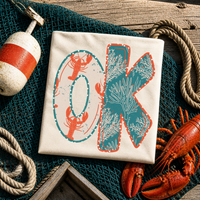 OK Oklahoma Lobster Coral Reef Polka Dot Outline Digital Design, PNG