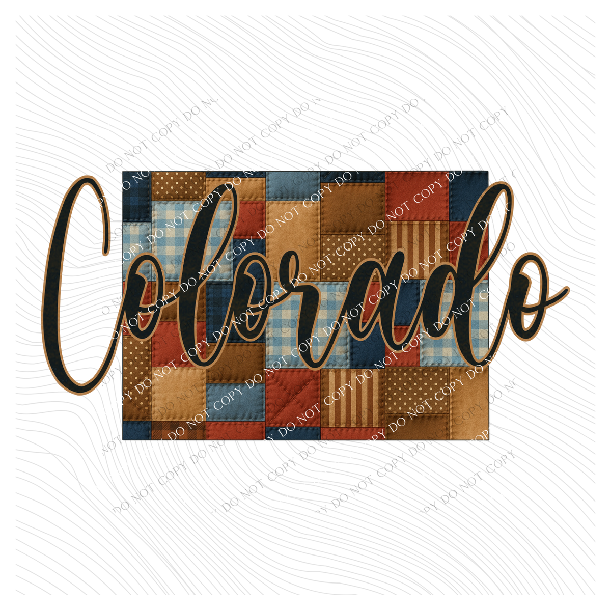 Colorado Quilted Script State Digital Design, PNG