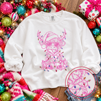 Funky Christmas Cow Glitter Digital Design, PNG