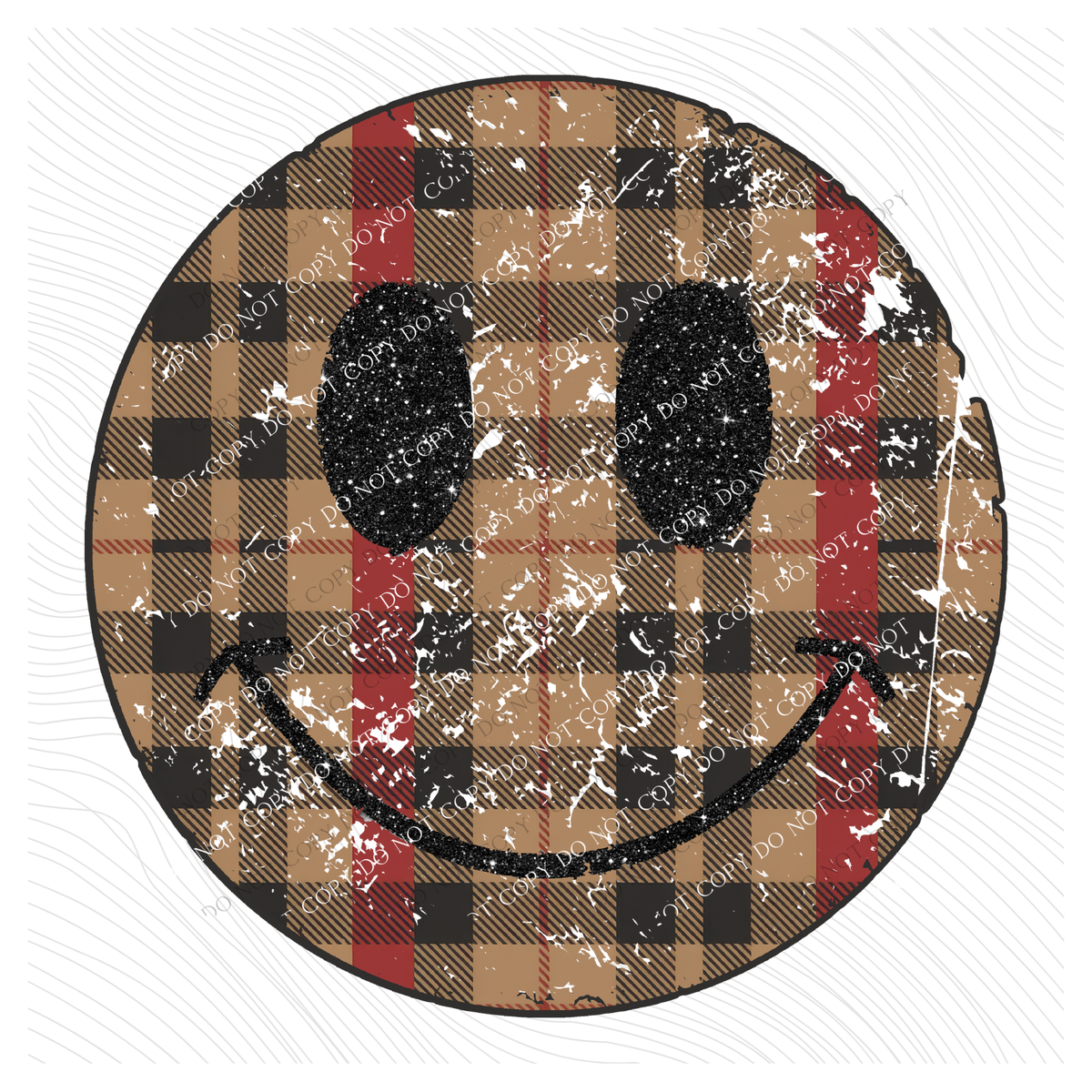 All Smiles Burb Plaid & Glitter Distressed Digital Design, PNG