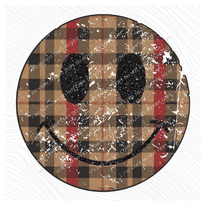 All Smiles Burb Plaid & Glitter Distressed Digital Design, PNG