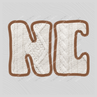 North Carolina NC Sweater Patch in Cream & Brown Digital Design, PNG