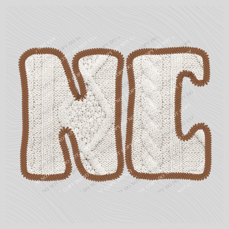 North Carolina NC Sweater Patch in Cream & Brown Digital Design, PNG