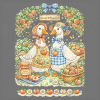 Peaches Gingham Goose Distressed Digital Design, PNG