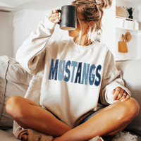 Mustangs Denim Patch Stitched Digital Design, PNG
