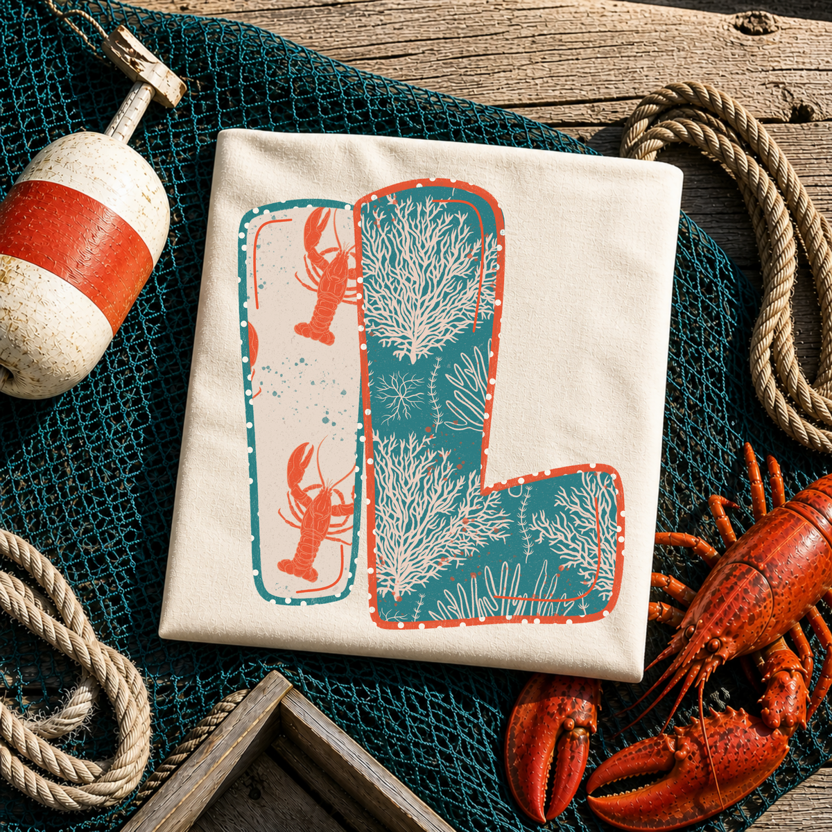 IL Illinois  Lobster Coral Reef Polka Dot Outline Digital Design, PNG