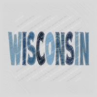 Wisconsin Denim Patch Stitched Digital Design, PNG