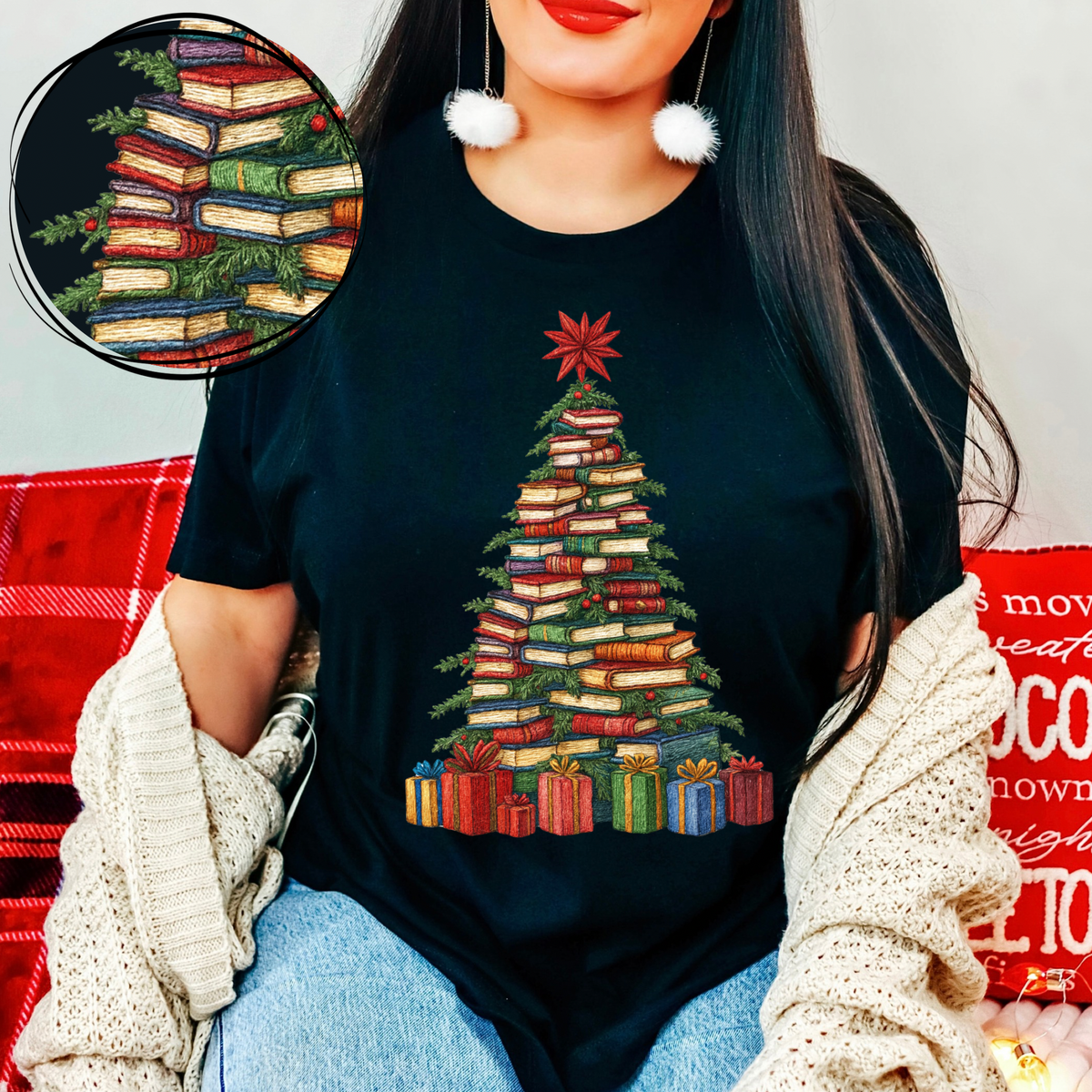 Book Christmas Tree Knitted Digital Download, PNG