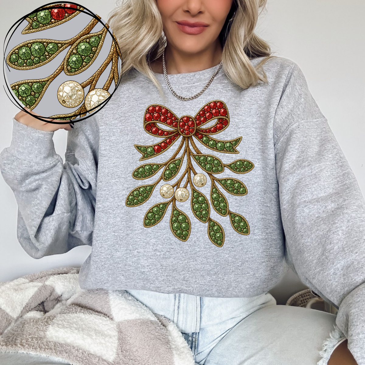 Mistletoe Rhinestone 3D Digital Download, PNG