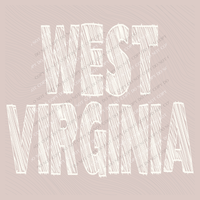 West Virginia Scribble in Cream White Digital Design, PNG