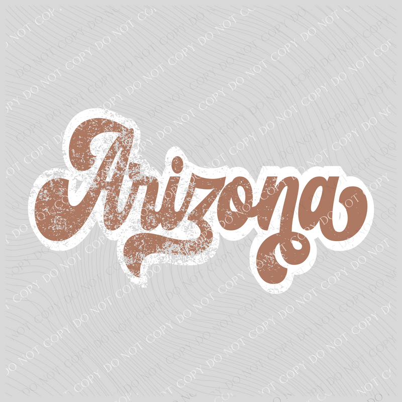 Arizona Chestnut & White Retro Shadow Distressed Digital Download, PNG
