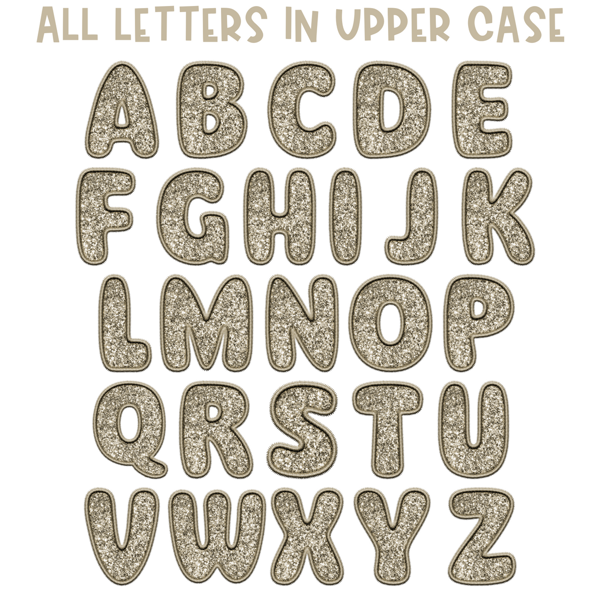 Gold Embroidery Glitter Alphabet Set | PNG files Alphabet Letters, Digital Art, PNG Only