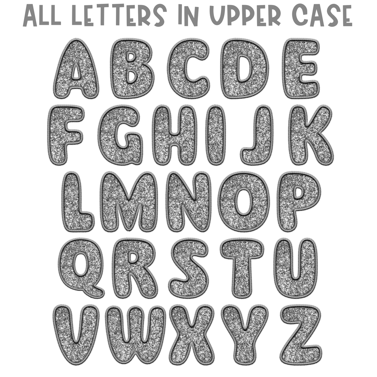 Groves Letters Silver Embroidery Glitter Alphabet Set | PNG files Alphabet Letters, D ...