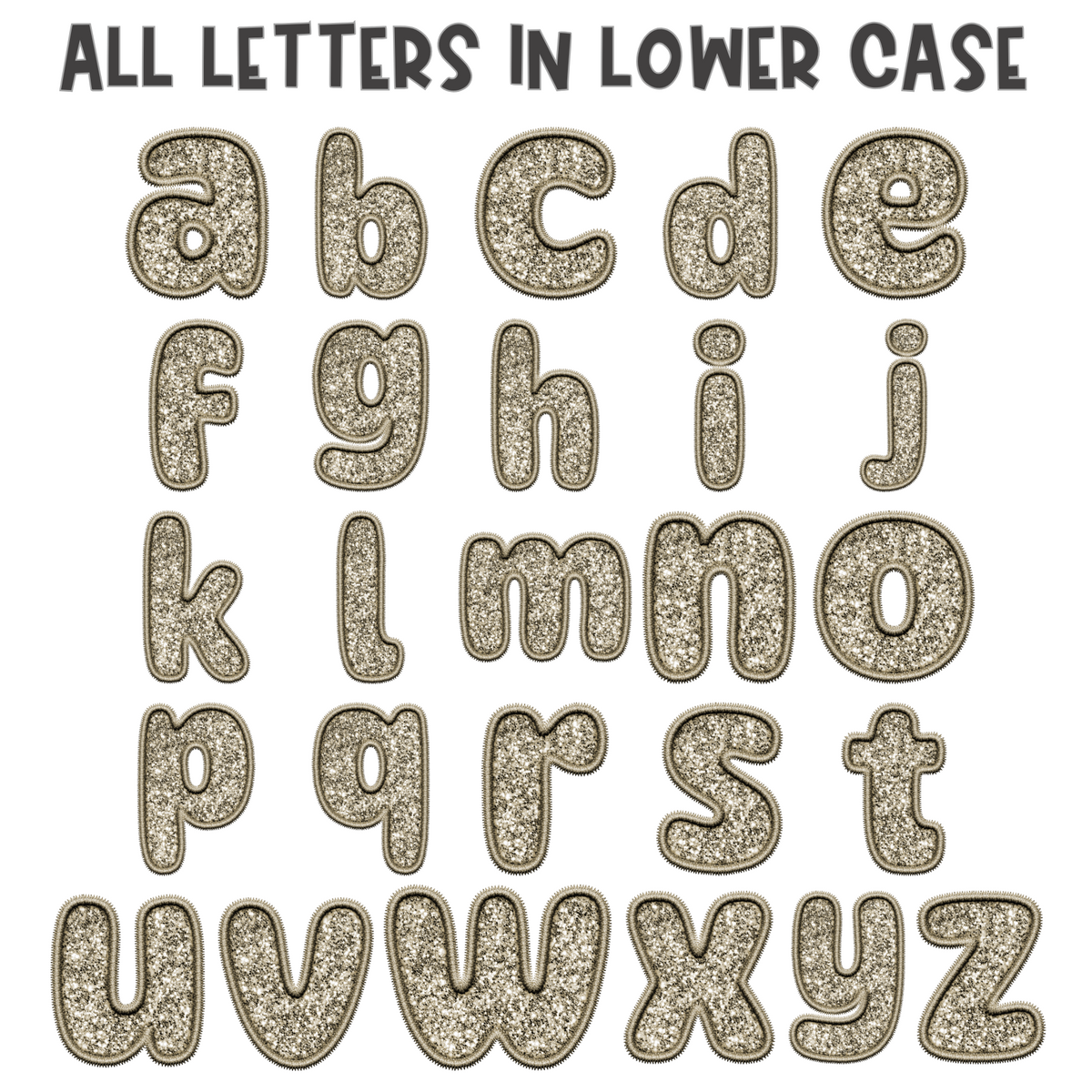 Gold Embroidery Glitter Alphabet Set | PNG files Alphabet Letters, Digital Art, PNG Only