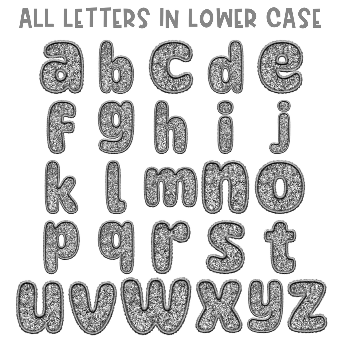 Silver Embroidery Glitter Alphabet Set | PNG files Alphabet Letters, Digital Art, PNG Only