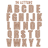 Checkered Stitch Alphabet Set in Brown & Cream | PNG Alphabet Letters Only