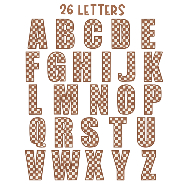 Checkered Stitch Alphabet Set in Brown & Cream | PNG Alphabet Letters Only