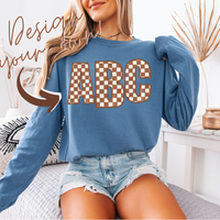 Checkered Stitch Alphabet Set in Brown & Cream | PNG Alphabet Letters Only