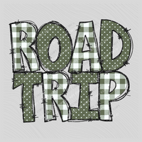 Road Trip Doodle Gingham, Dots & Glitter in Olive Digital Design, PNG