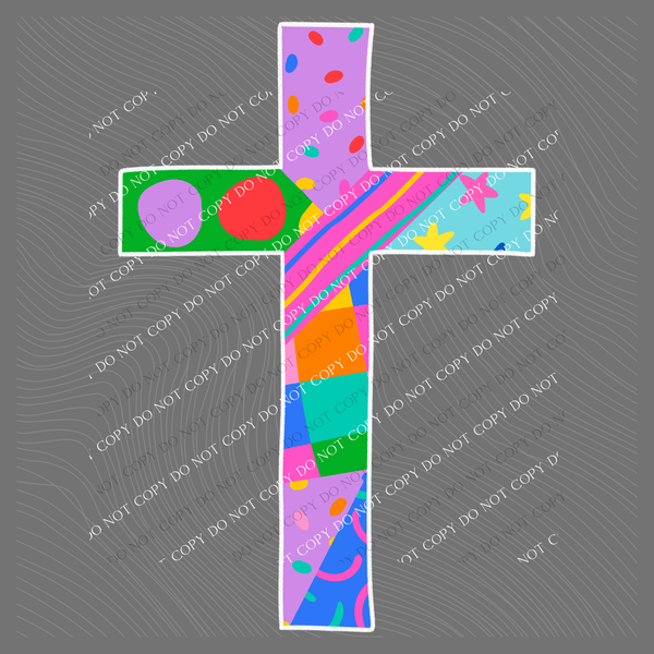 Cross Color Pop Doodle Digital Design, PNG