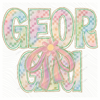 Georgia Daisy Bows and Checkers Pastel Chalk Digital Design, PNG