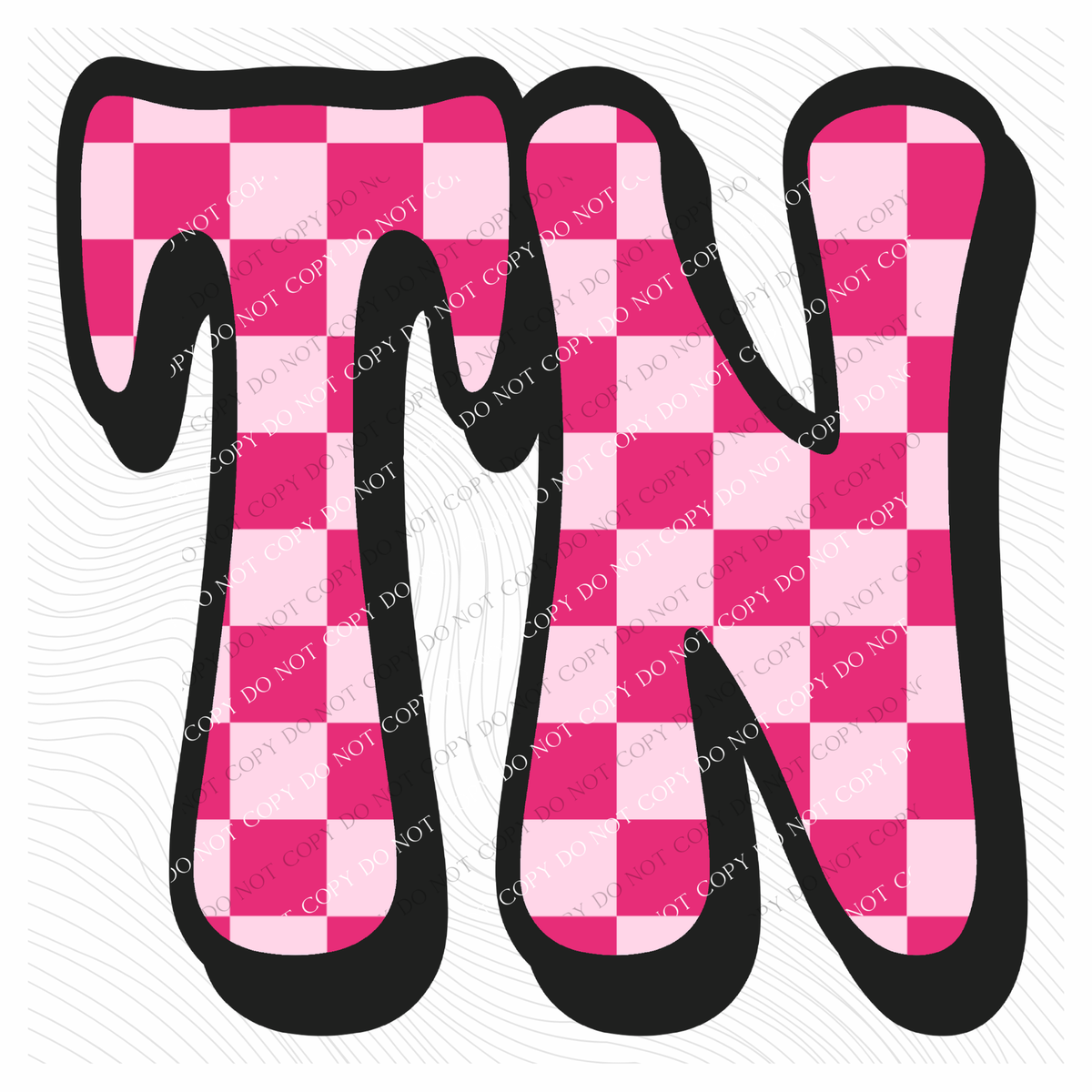 TN Tennessee Retro Checkers in Pinks Digital Design, PNG