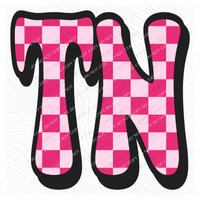 TN Tennessee Retro Checkers in Pinks Digital Design, PNG