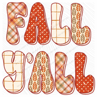 Fall Y’all Plaid Patterned Dots Digital Design, PNG