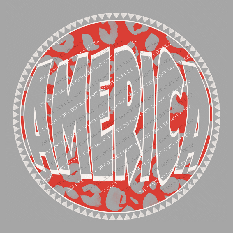 America Groovy Leopard Cutout in Red & White Patriotic Digital Design, PNG