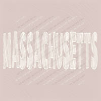 Massachusetts Scribble in Cream White Digital Design, PNG