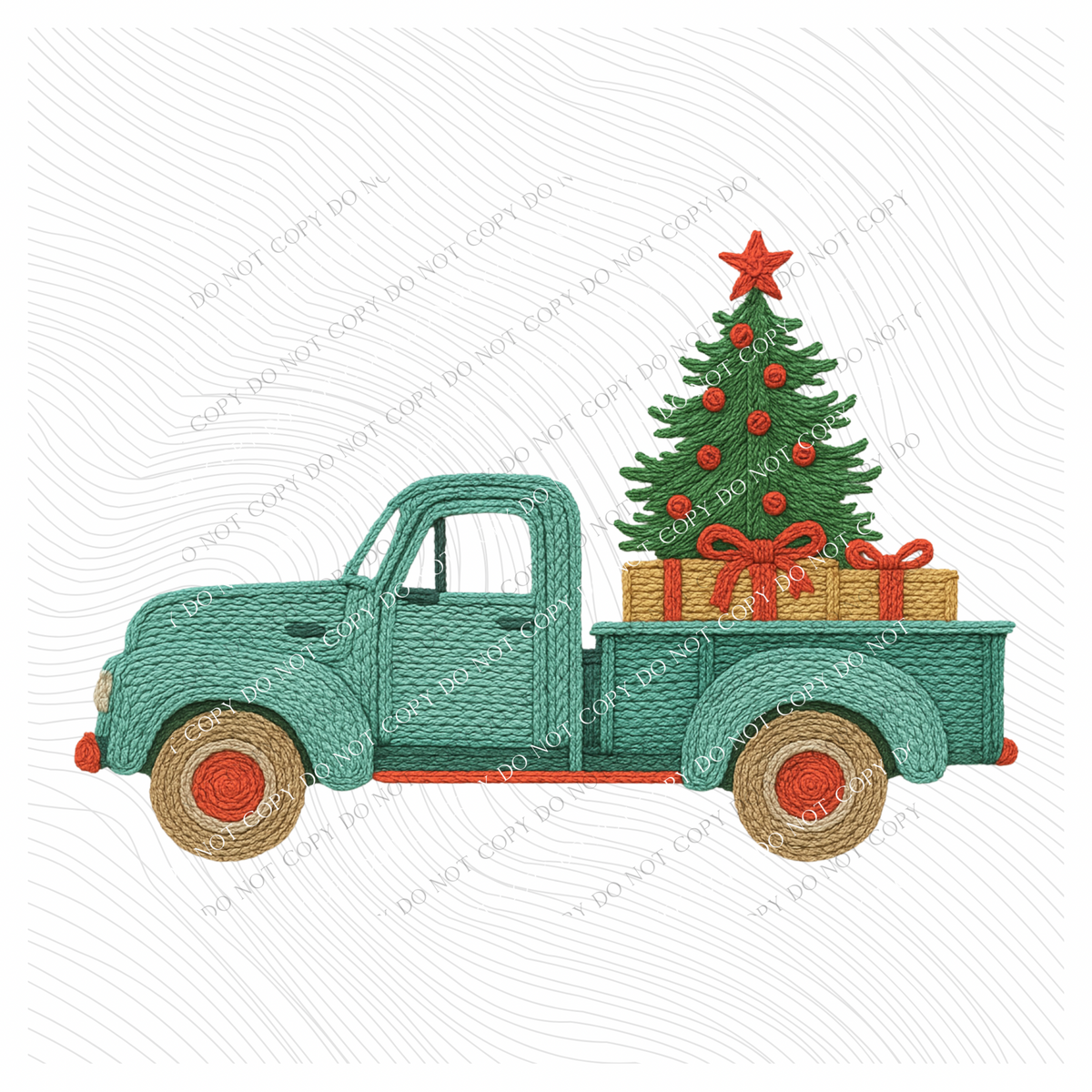 Christmas Truck & Tree Knitted Digital Download, PNG