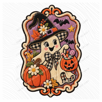Ghostly Halloween Chenille Patch Digital Design, PNG