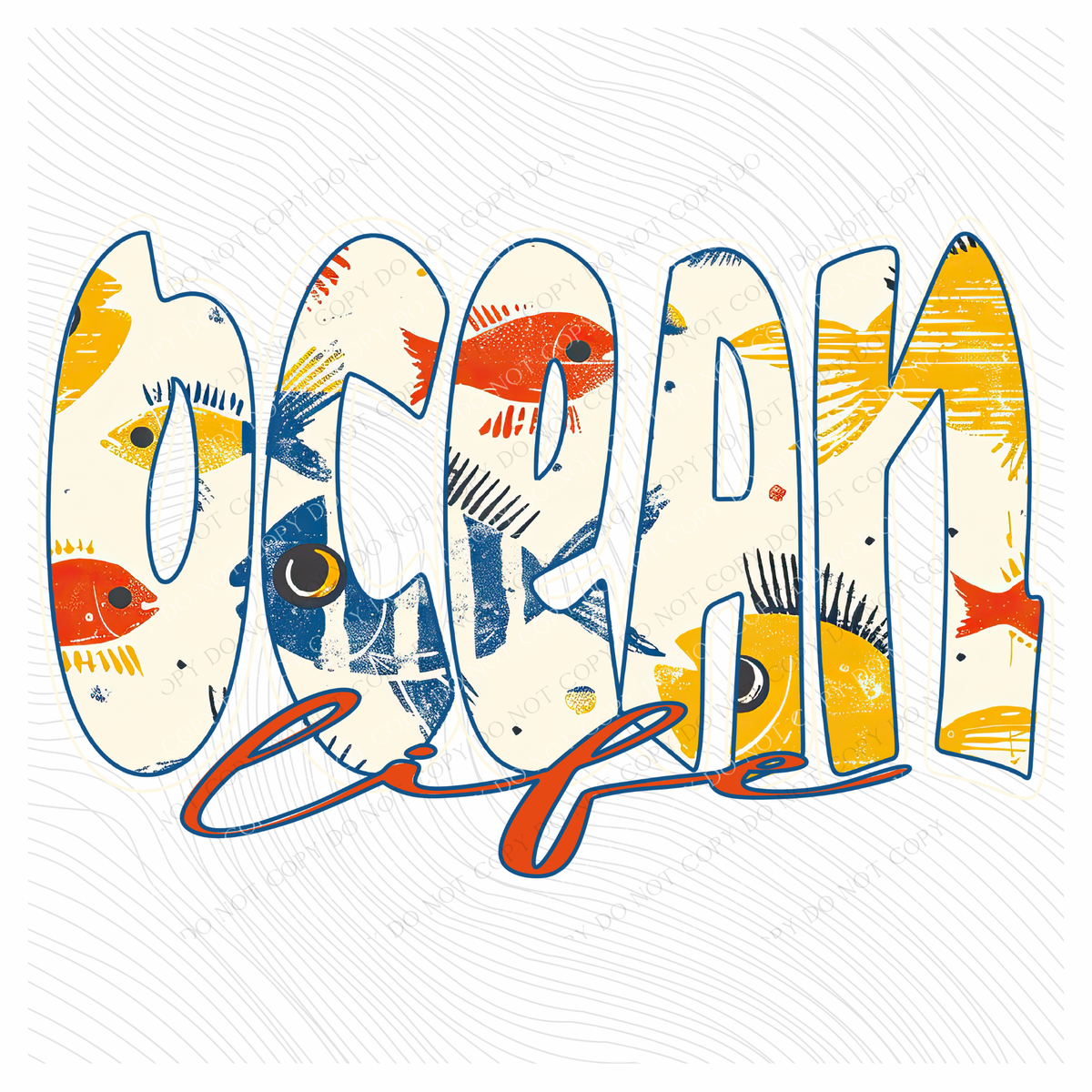 Ocean Life Colorful Fish Doodle Outline Digital Design, PNG