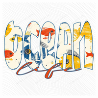 Ocean Life Colorful Fish Doodle Outline Digital Design, PNG