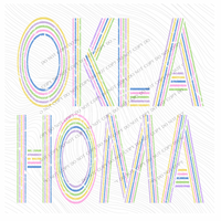 Oklahoma Retro Lines Distressed in Fun Pastel Colors Digital Design, PNG