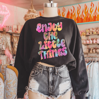 Enjoy the Little Things Retro Shadow Water Colors Digital Design, PNG