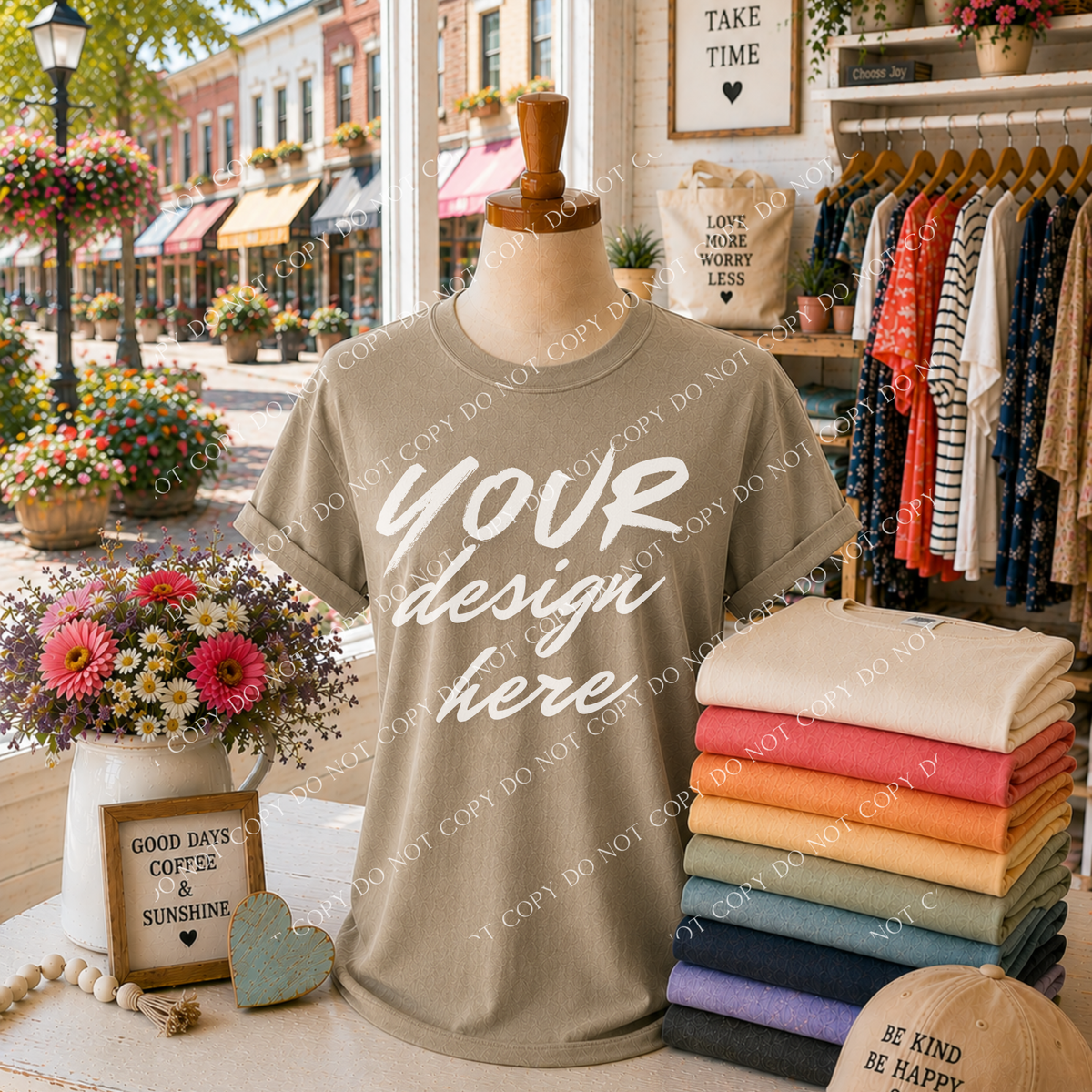 Blank Everyday Boutique Mockup, Comfort Colors 1717 Khaki