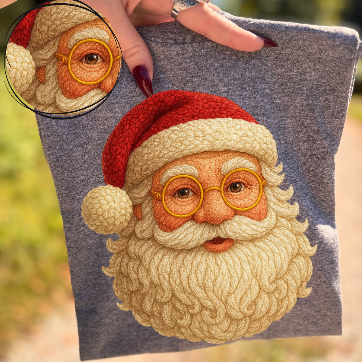 Santa Head in Cute 3D Crochet Style Digital Download, PNG