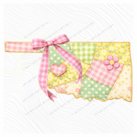 Oklahoma Spring Tones Quilted Faux State Patch with Bow Digital Design, PNG