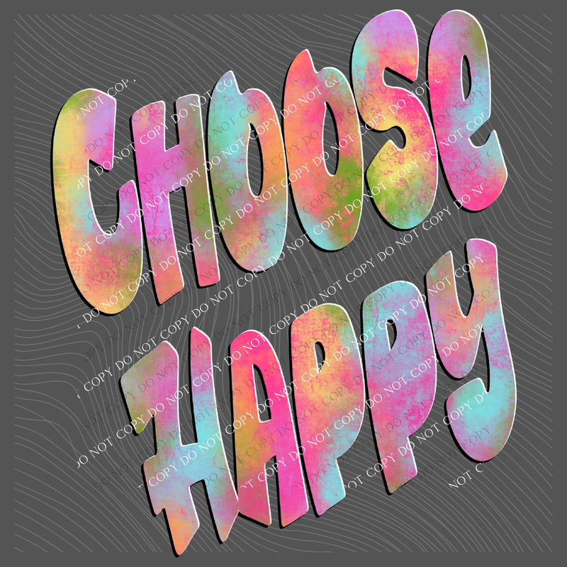 Choose Happy Retro Shadow Water Colors Digital Design, PNG
