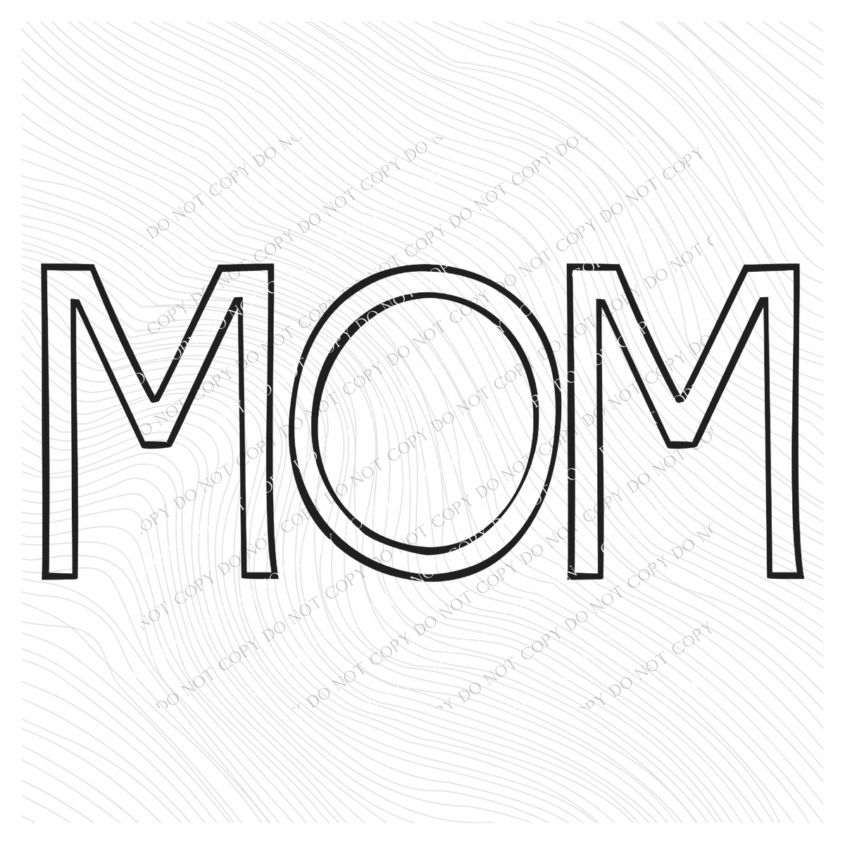Mom Simple Outline in Black Digital Design, PNG