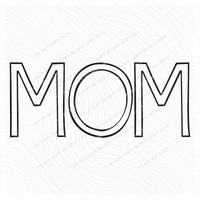 Mom Simple Outline in Black Digital Design, PNG