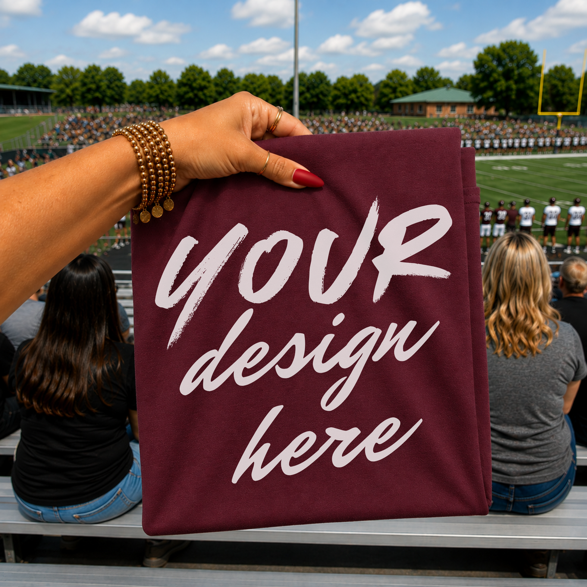 Game Day Sports Flatlay Mockup, Gildan G500 Maroon