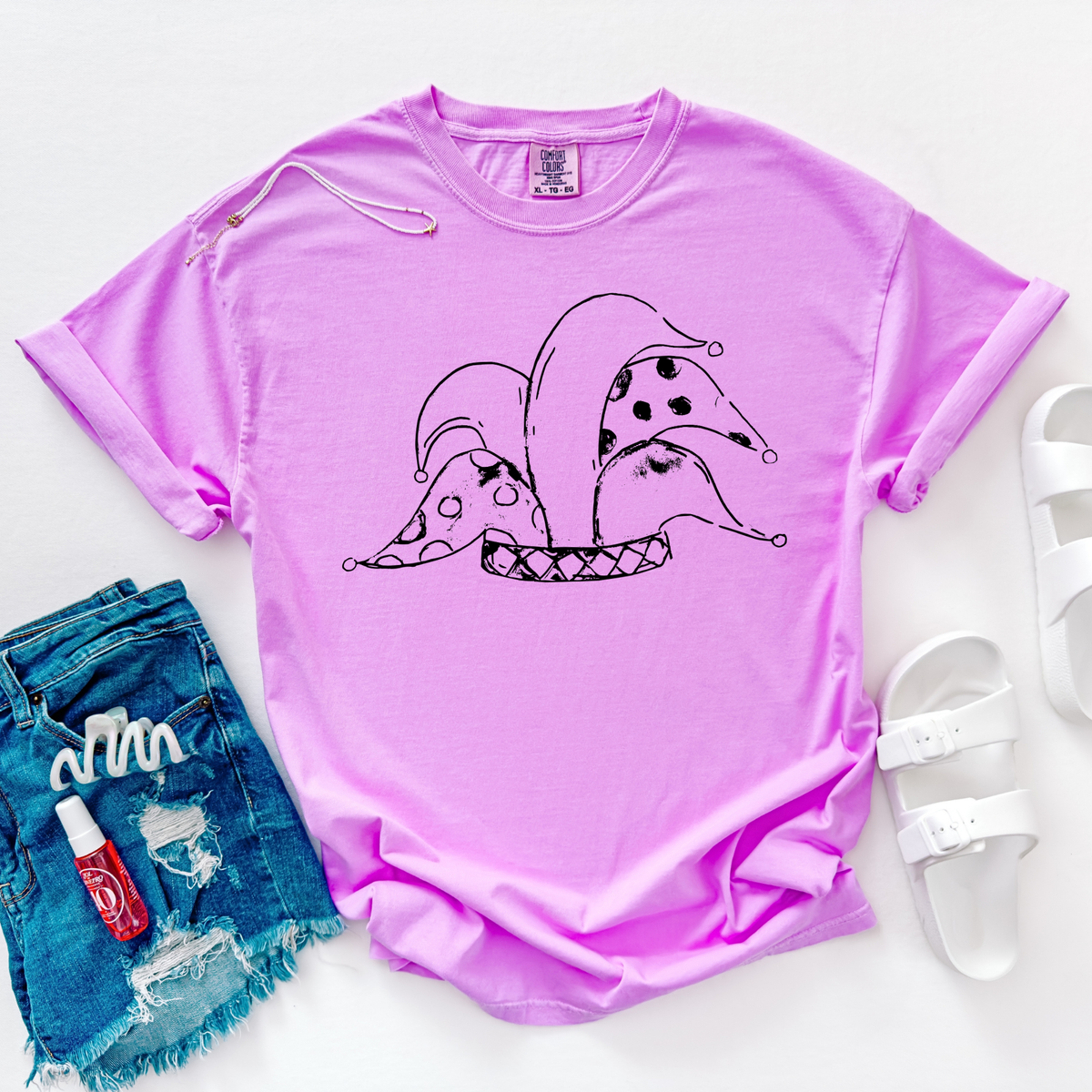 Mardi Gras Jester Hat Black Outline Digital Design, PNG